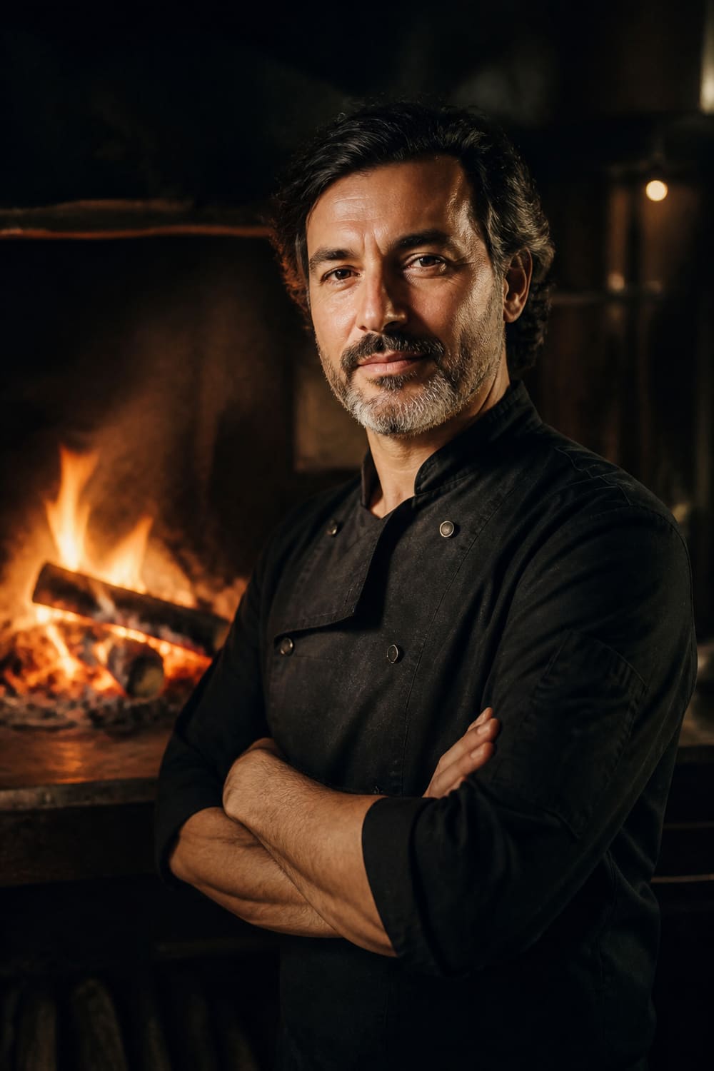 Portrait du chef Mattéo Lorenz devant le feu